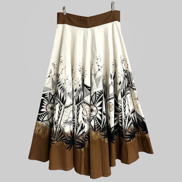 Handmade Full Circle Skirt Geometric African Antelope Women's Size M/L* - READ - Picture 1 of 16
